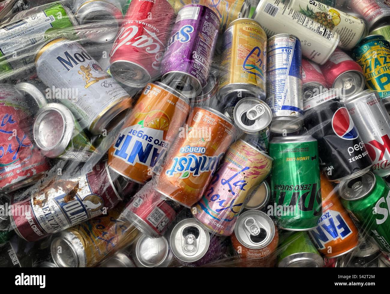 Empty beverage cans inside a bag for recycling Stock Photo Alamy
