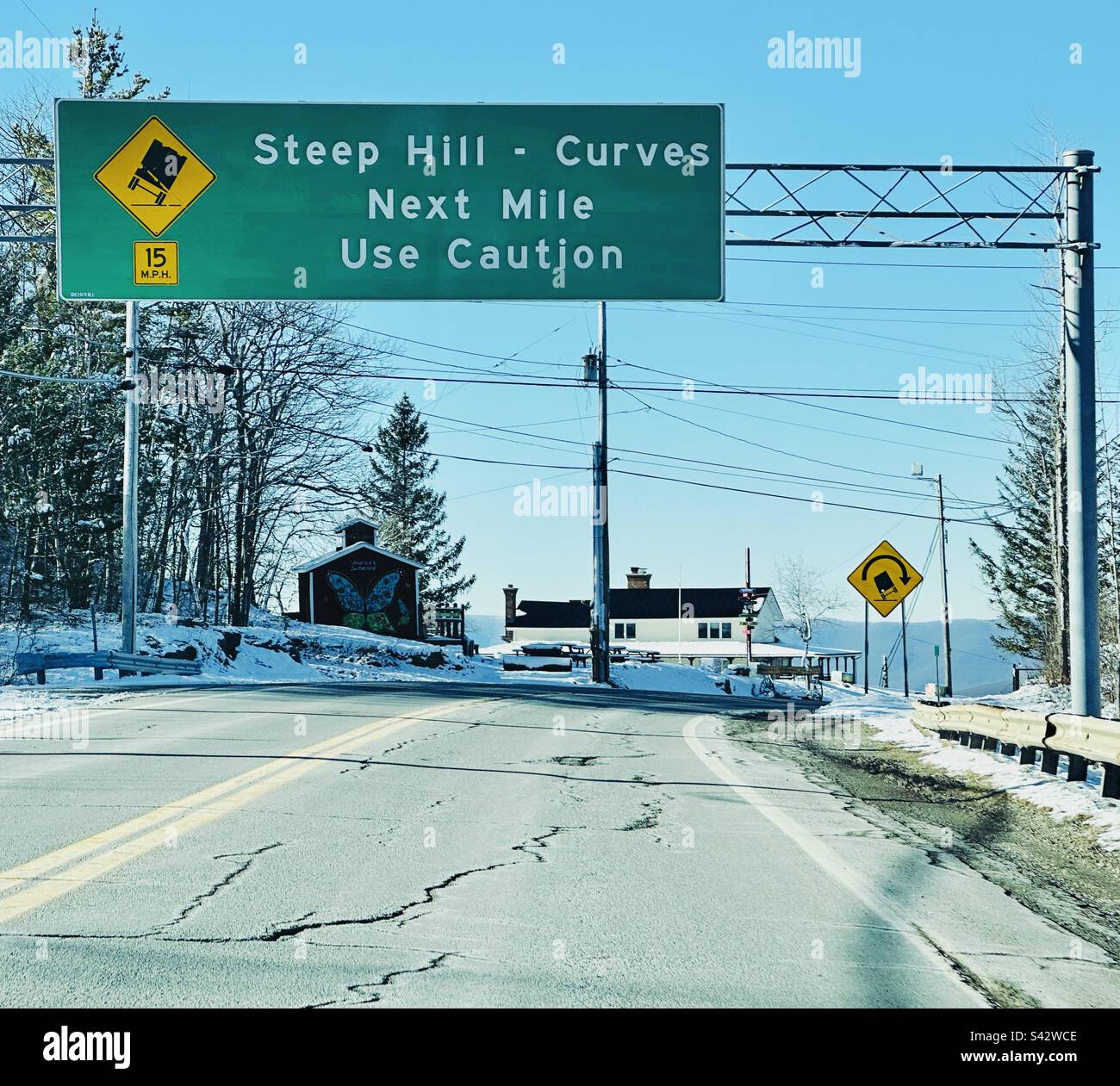 January, 2023, Route 2, North Adams, Massachusetts, United States - Smartphone Captured Stock Image