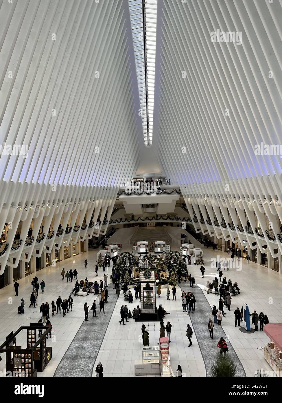 Interior view of the New York oculus with its modern architecture. Photo taken in New York in December 202 Stock Photo