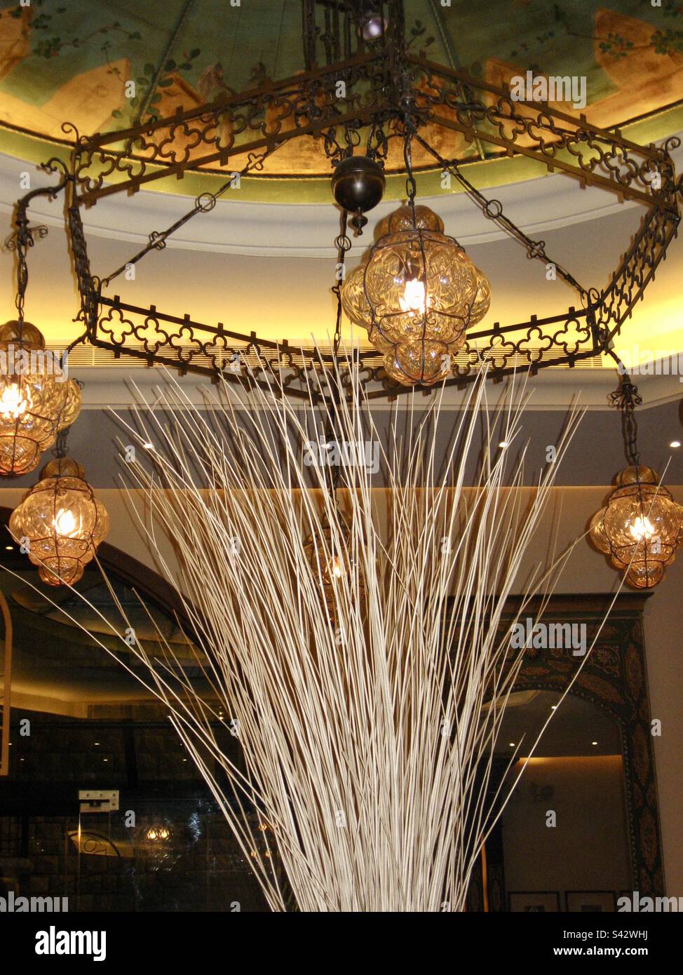 Grand centerpiece with golden lights Beirut Lebanon - Smartphone Captured Stock Image
