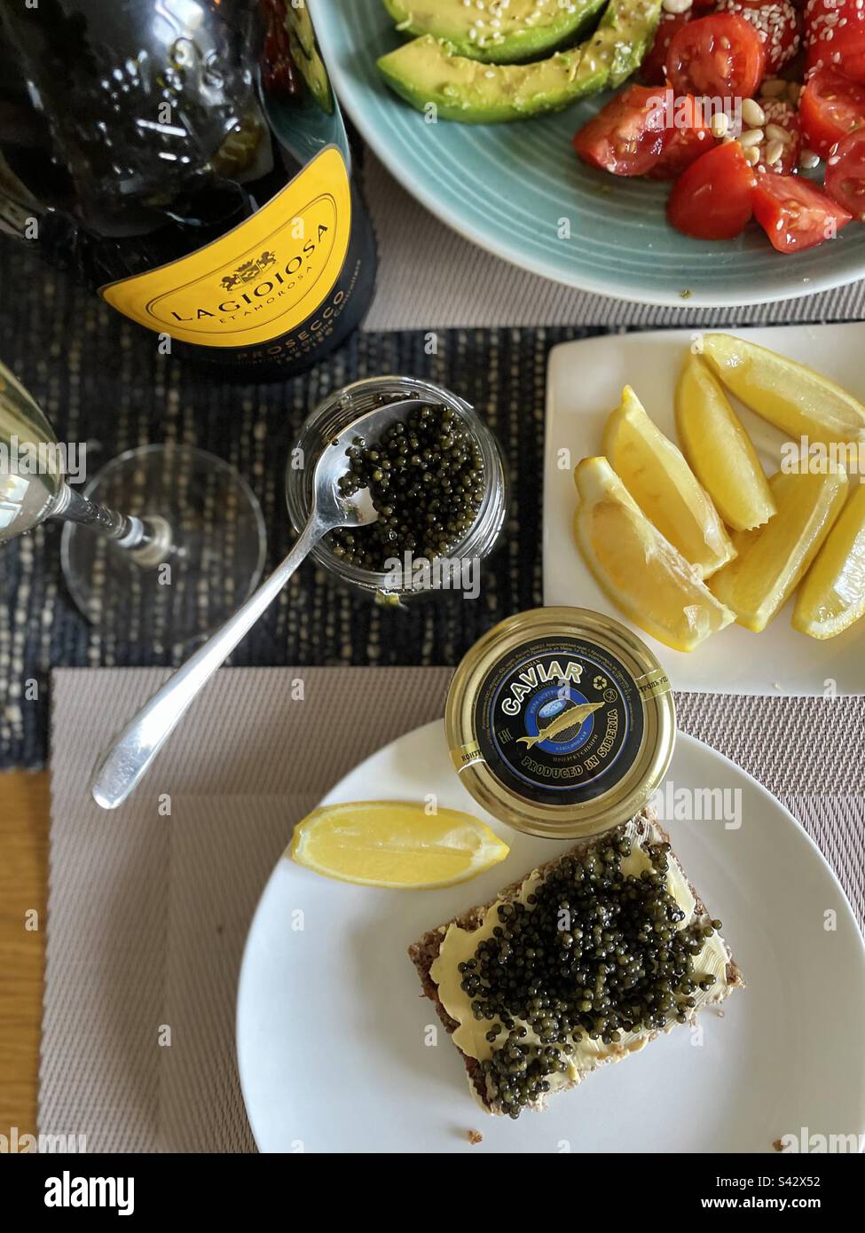Caviar and fizz - Smartphone Captured Stock Image