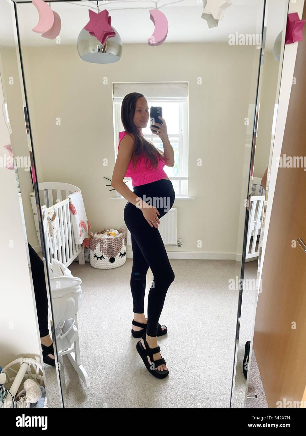 Self portrait-37 weeks - Smartphone Captured Stock Image