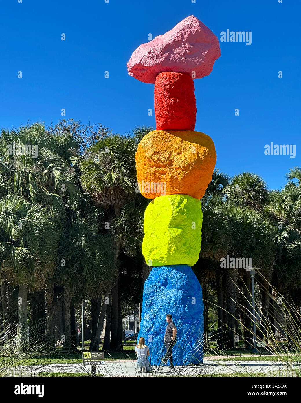 Miami Mountain, Sculpture by Ugo Rondinone, Collins Park, South Beach, Miami Beach, Florida, United States Stock Photo