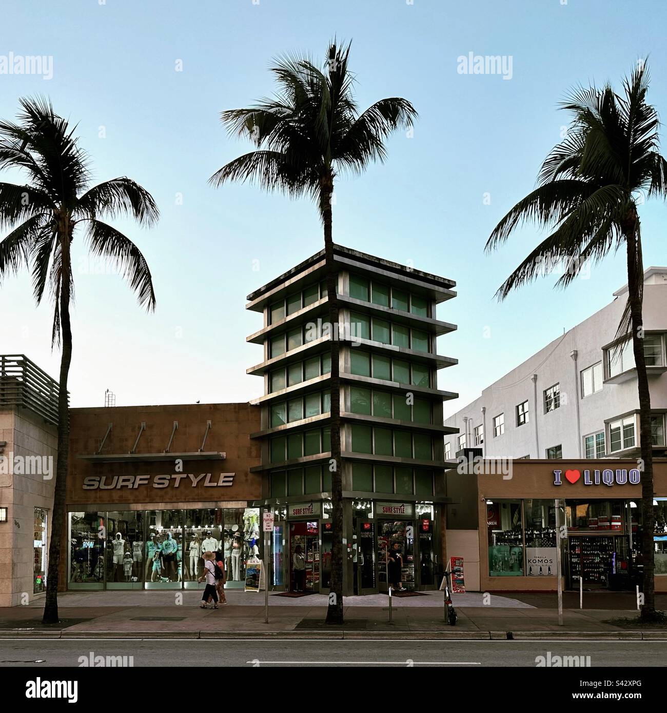 January, 2023, Dusk, Collins Avenue, South Beach, Miami Beach, Florida, United States - Smartphone Captured Stock Image