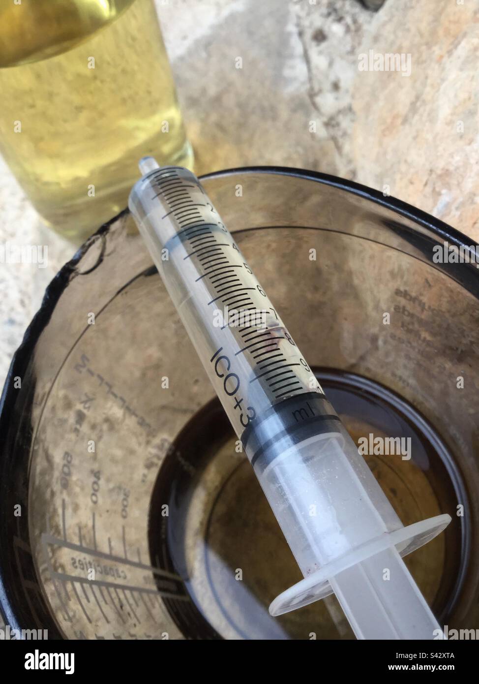 Dosage addition when sparkling wine, Catalonia, Spain Stock