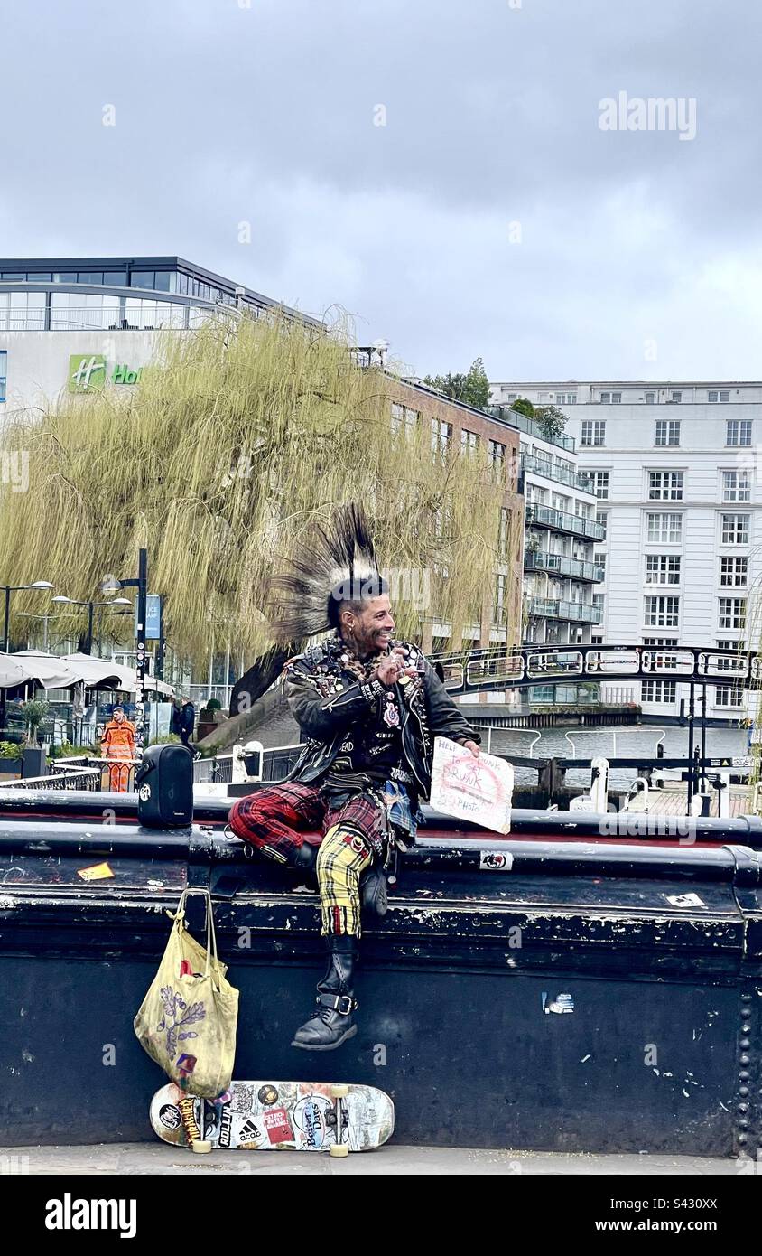 A British Punk man in the Camden market area In London, United Kingdom. - Smartphone Captured Stock Image