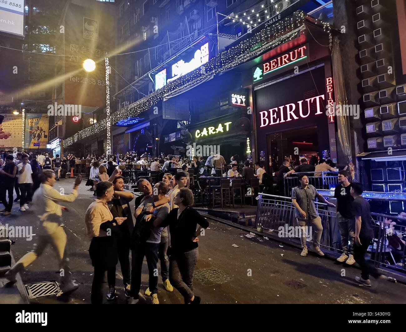 The vibrant Lan Kwai Fong area in central district, Hong Kong Stock