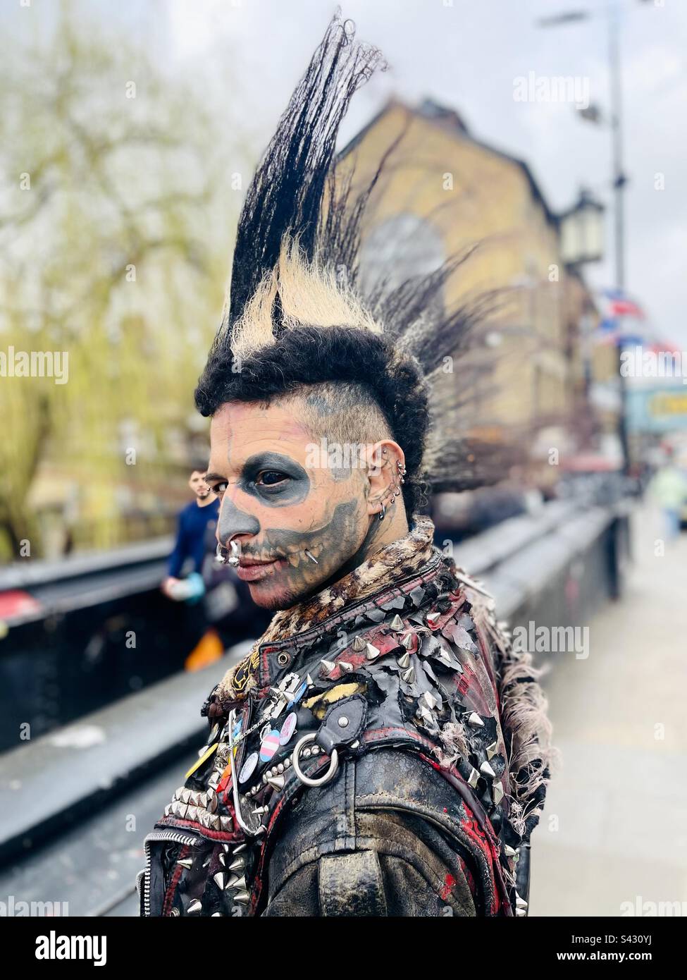 Portrait of an English punk man taken in Camden town, London, United Kingdom. Stock Photo