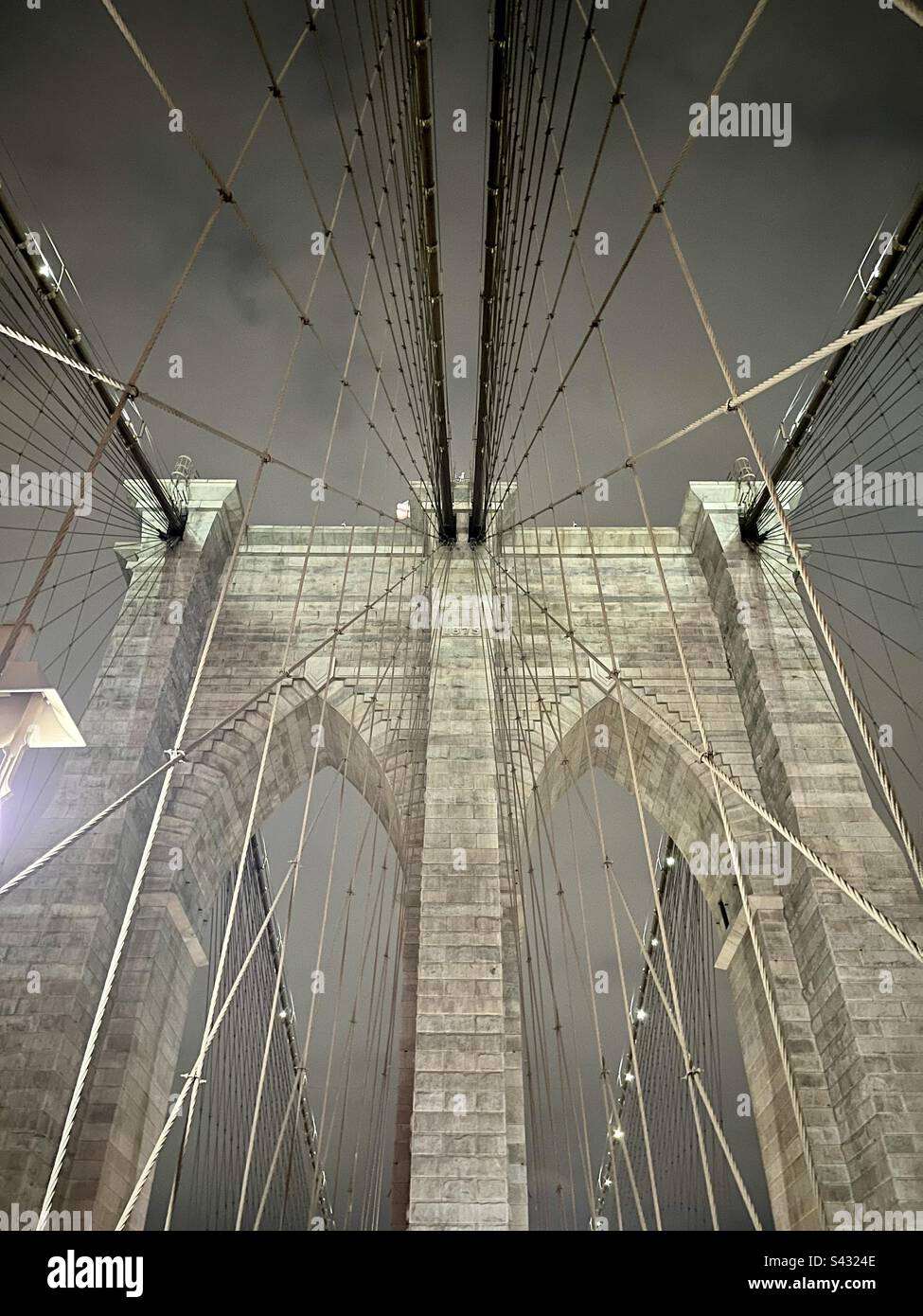 View of the Brooklyn Bridge at night. Photo taken in New York in