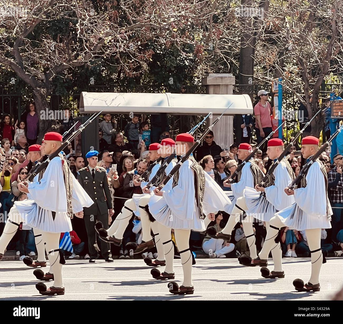 Greek Choliades, Greece Independence Day, National Parade Stock Photo