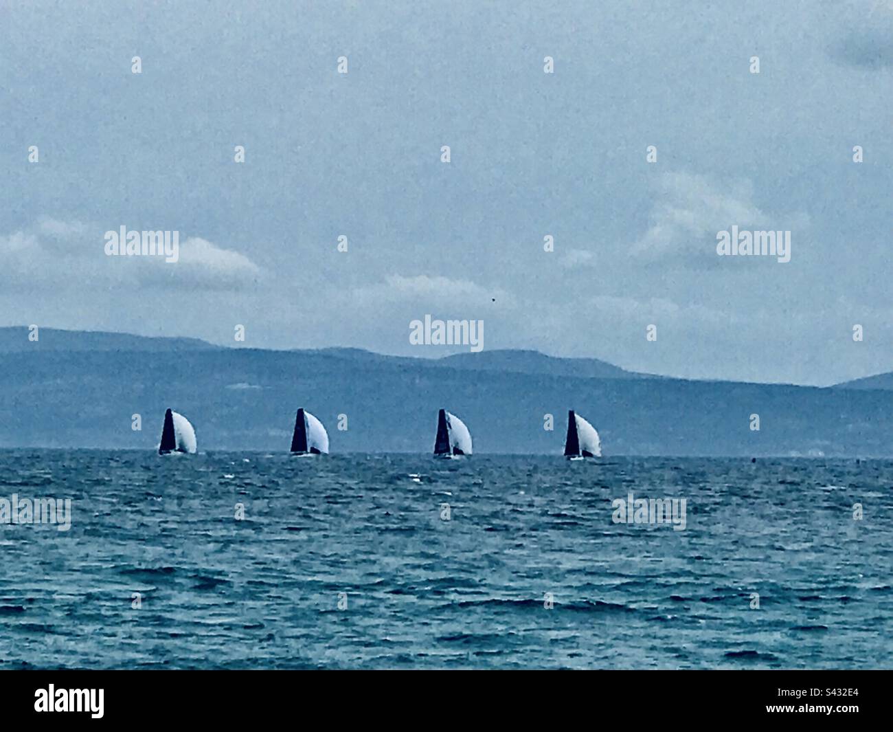 Sailing in the channel between the city of Split and the island of Brac, Croatia - Smartphone Captured Stock Image