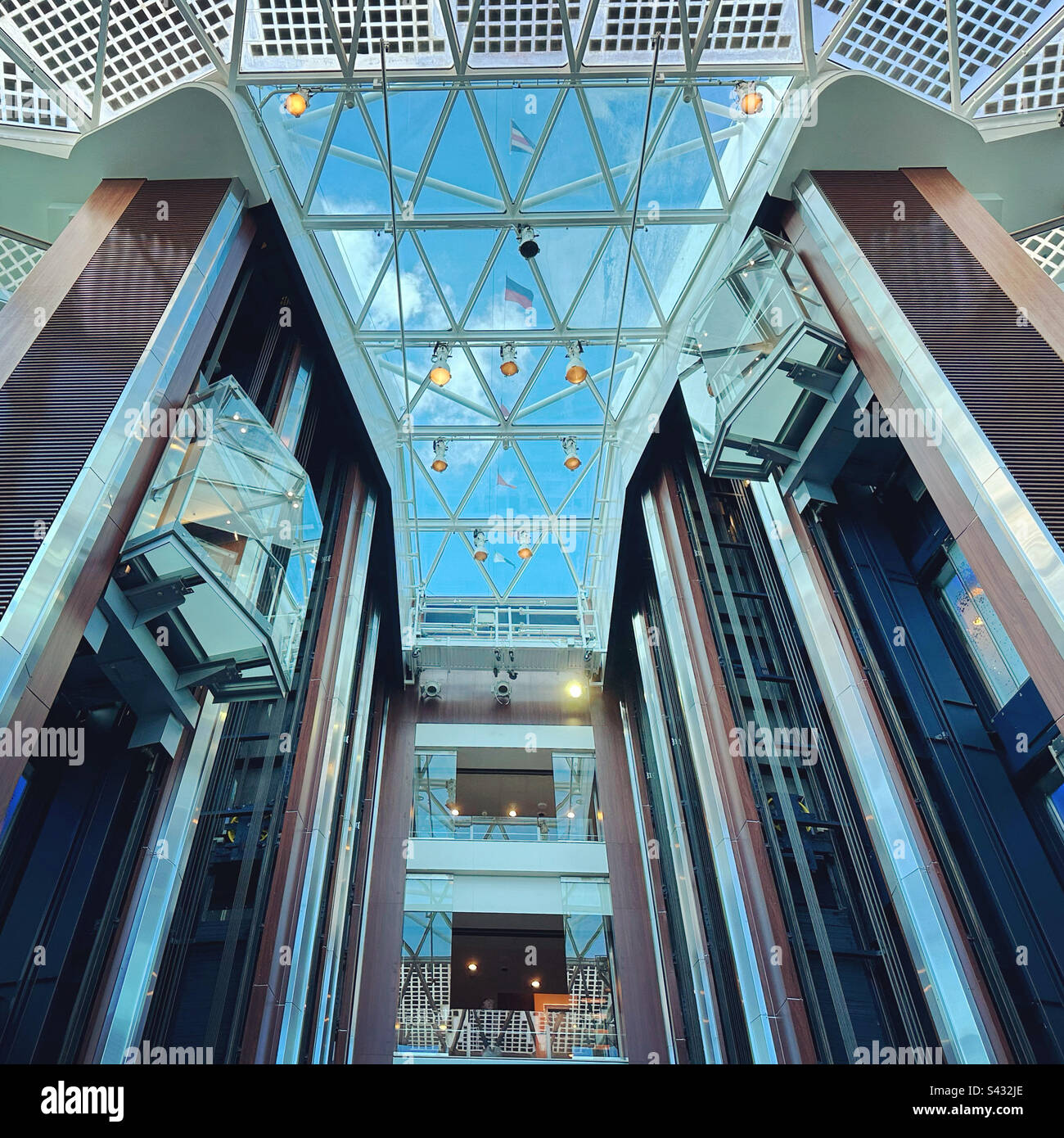 Atrium, Celebrity Silhouette, at PortMiami prior to a Western Caribbean cruise - Smartphone Captured Stock Image