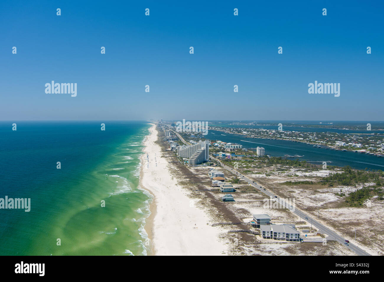 Aerial view of Perdido Key Beach, Florida - Smartphone Captured Stock Image