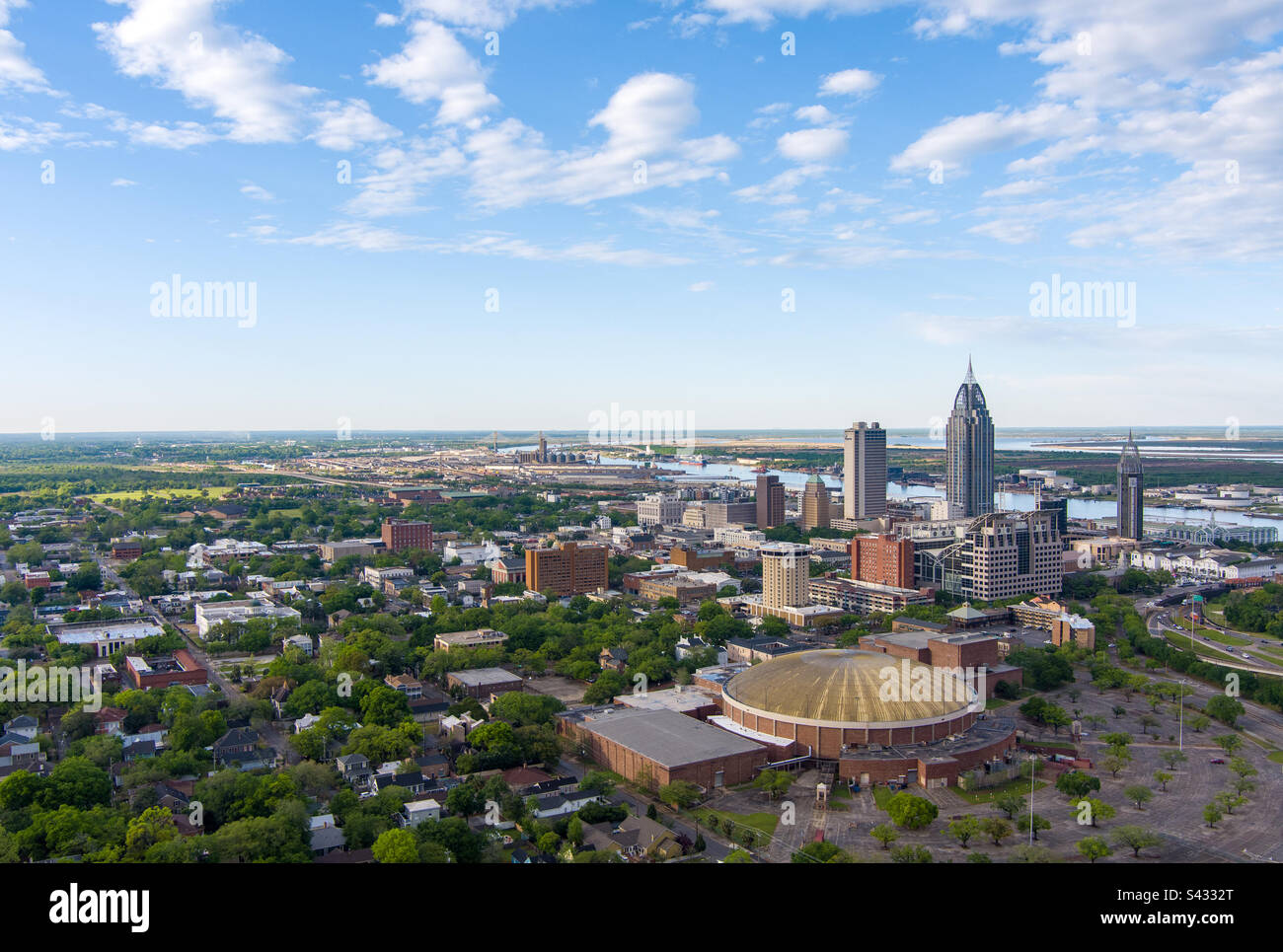 Aerial view of downtown Mobile, Alabama - Smartphone Captured Stock Image