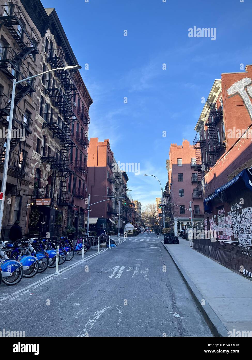 View of a west village street in New York. Photo taken in New York in ...