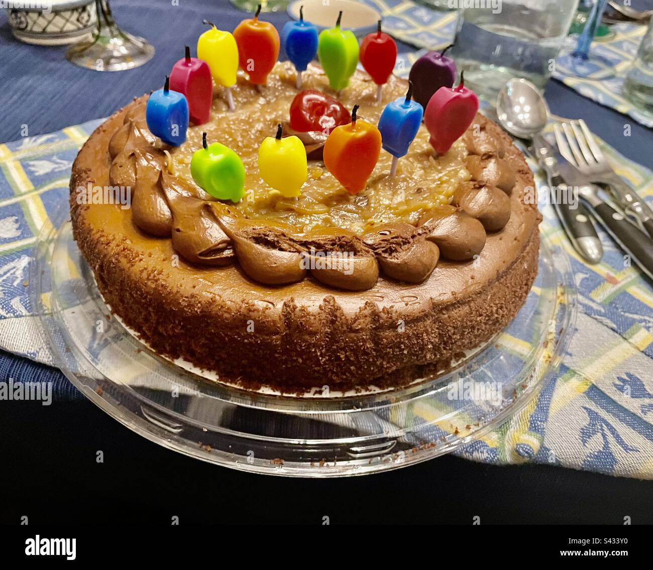 Birthday cake with heart candles hi-res stock photography and images ...