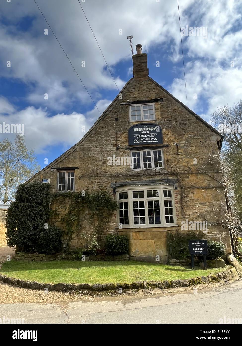 The Ebrington Arms in the Cotswold village of Ebrington,Gloucestershire,UK - Smartphone Captured Stock Image