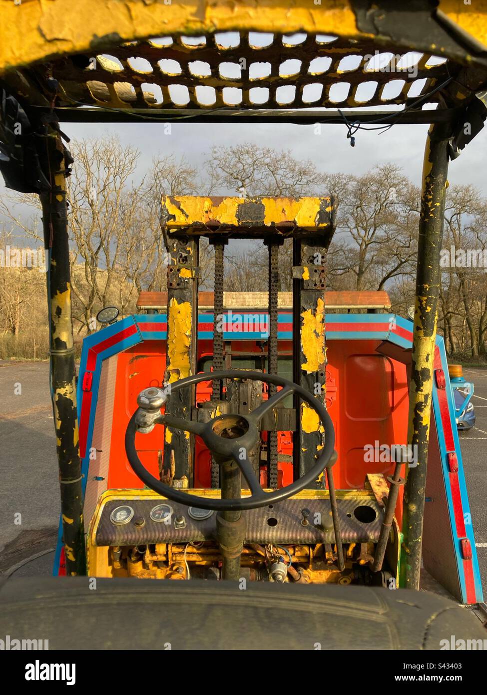 A dilapidated Colourful Forklift - Smartphone Captured Stock Image