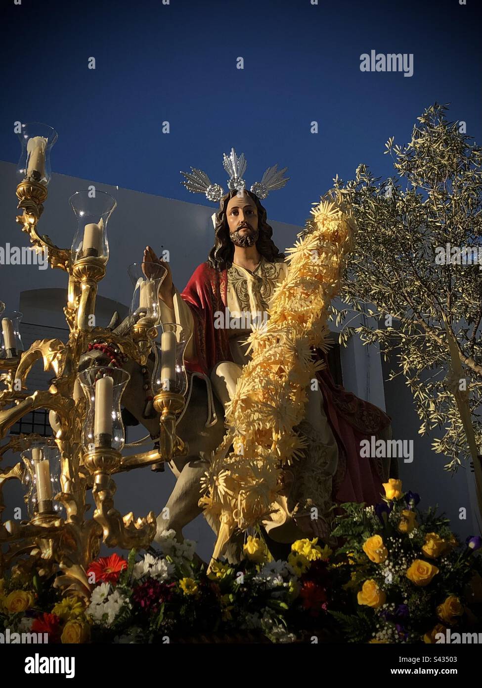 La Borriquita paso de Semana Santa. Procesion de Semana Santa Stock Photo