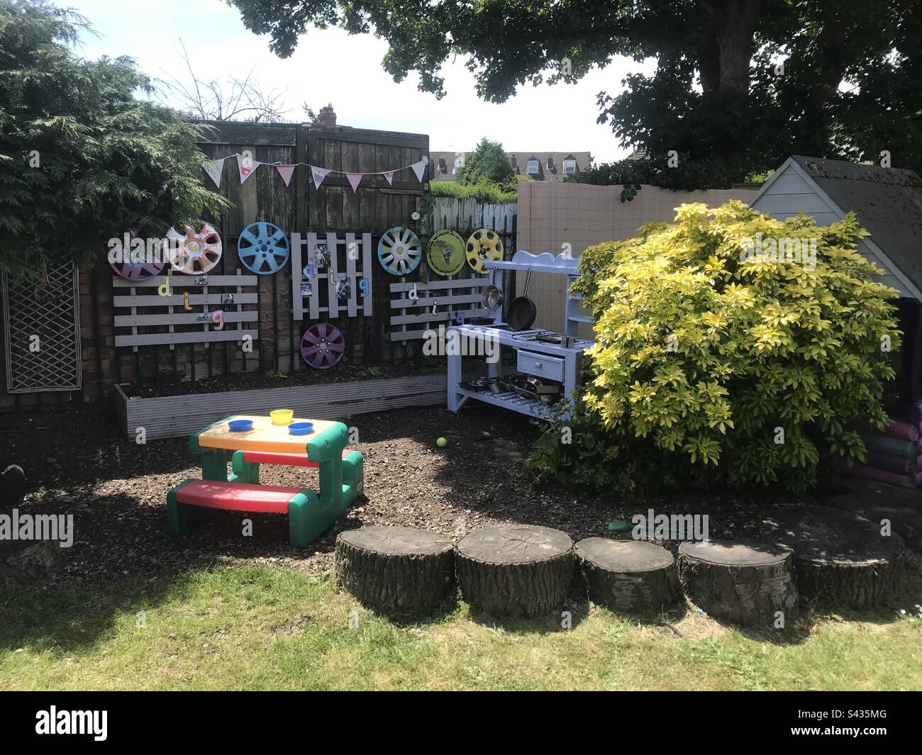 Nursery Mud Kitchen Stock Photo