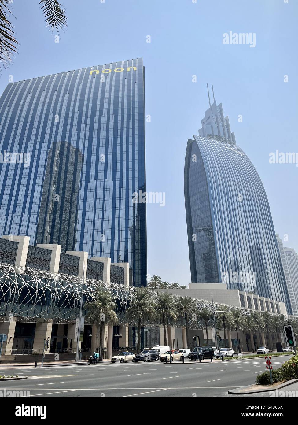 Modern architecture of a Dubai glass building. Photo taken in Dubai in