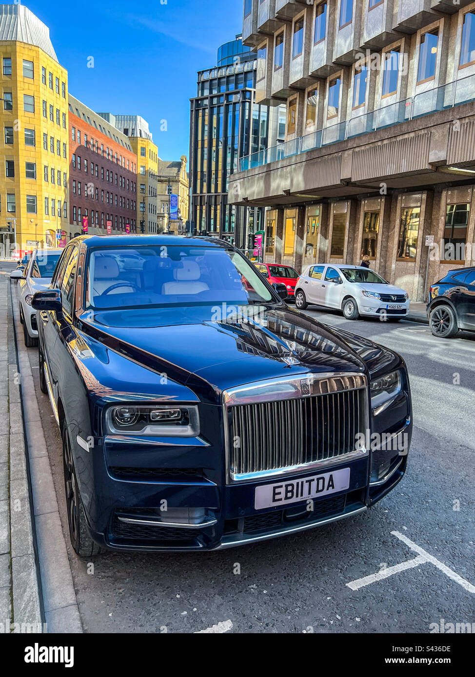 Rolls Royce Cullinan luxury SUV parked in Park Place in Leeds City Centre - Smartphone Captured Stock Image