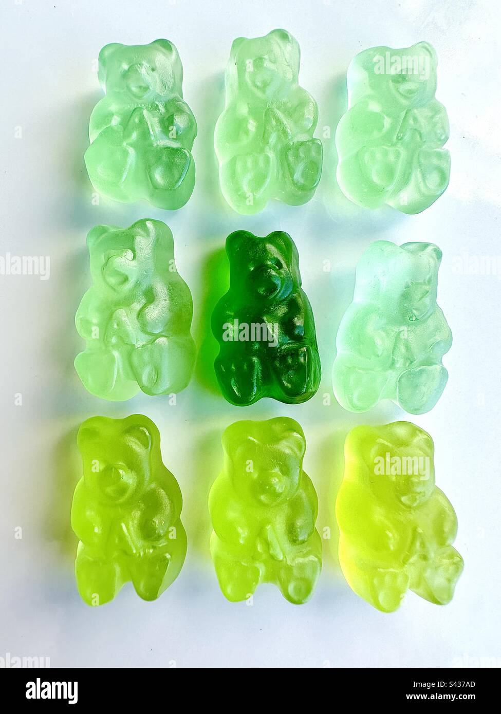 Green gummy bears Stock Photo