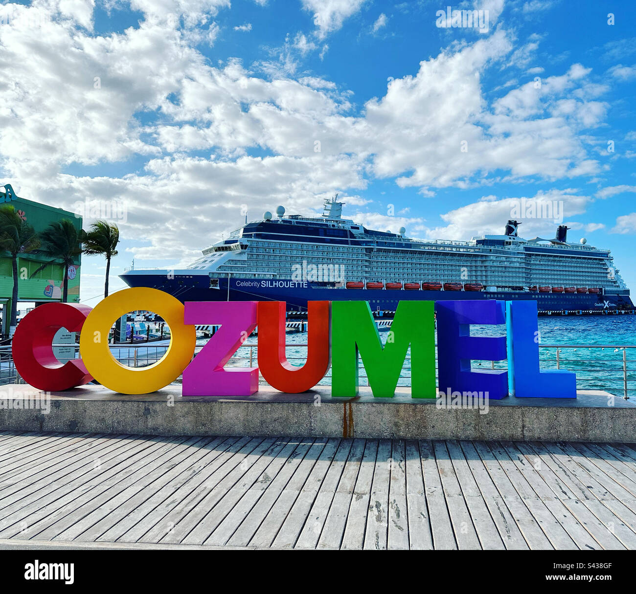 January, 2023, Cozumel Letters, Celebrity Silhouette in the background ...