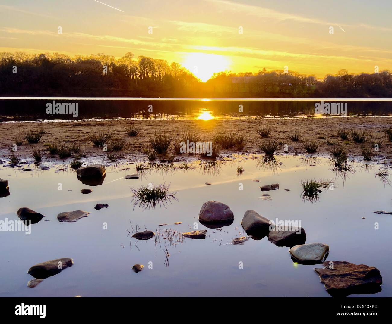 Sunset over Rivington reservoir - Smartphone Captured Stock Image