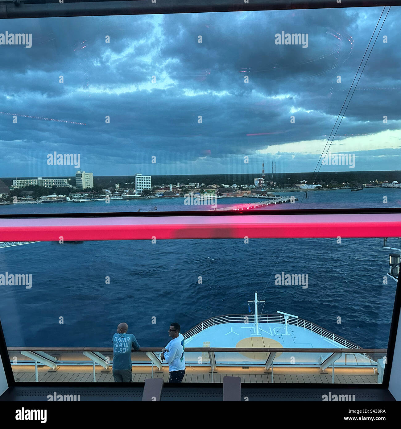 January, 2023, In the Sky Lounge, on the Celebrity Silhouette, sailing away from Cozumel, Quintana Roo, Mexico - Smartphone Captured Stock Image