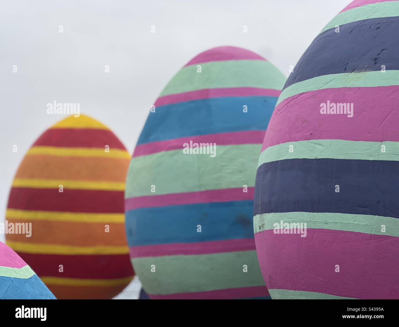 Oversized Easter egg display in bright colours in Limassol sea front