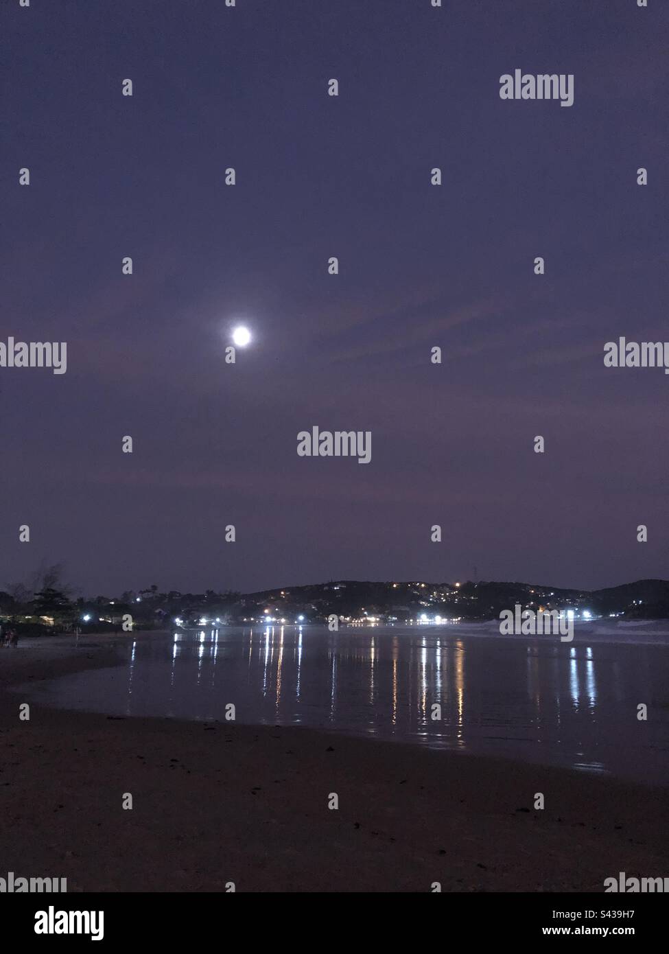 Full moon over the sea. - Smartphone Captured Stock Image