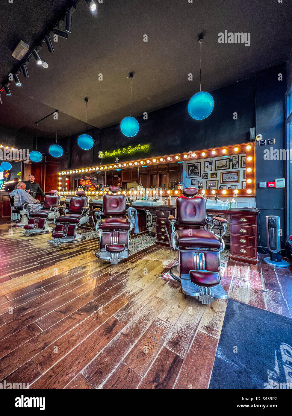 Inside trendy barbershop Stock Photo