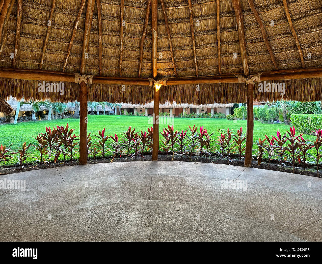 January, 2023, A shaded area on the way to the pools and ocean, InterContinental Presidente Cancun Resort, Hotel Zone, Cancun, Quintana Roo, Yucatan Peninsula, Mexico - Smartphone Captured Stock Image