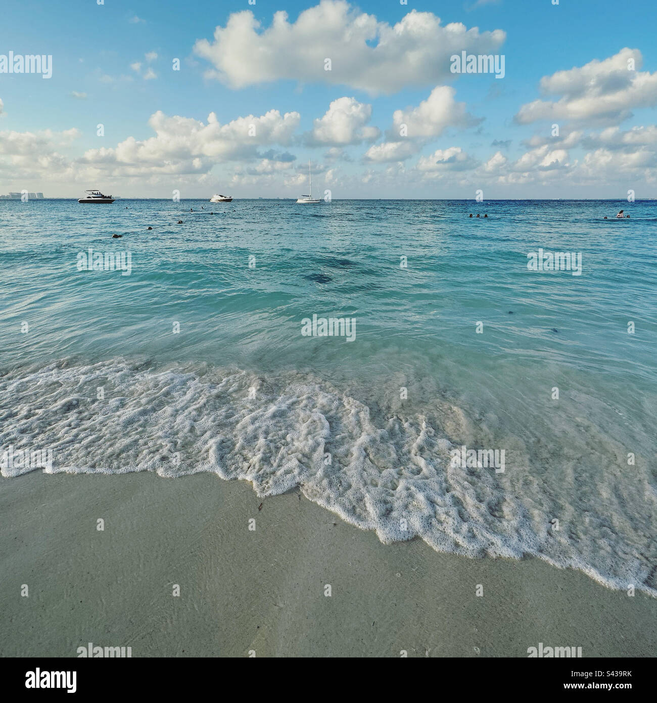 Beach, Hotel Zone, Cancun, Quintana Roo, Yucatan Peninsula, Mexico - Smartphone Captured Stock Image