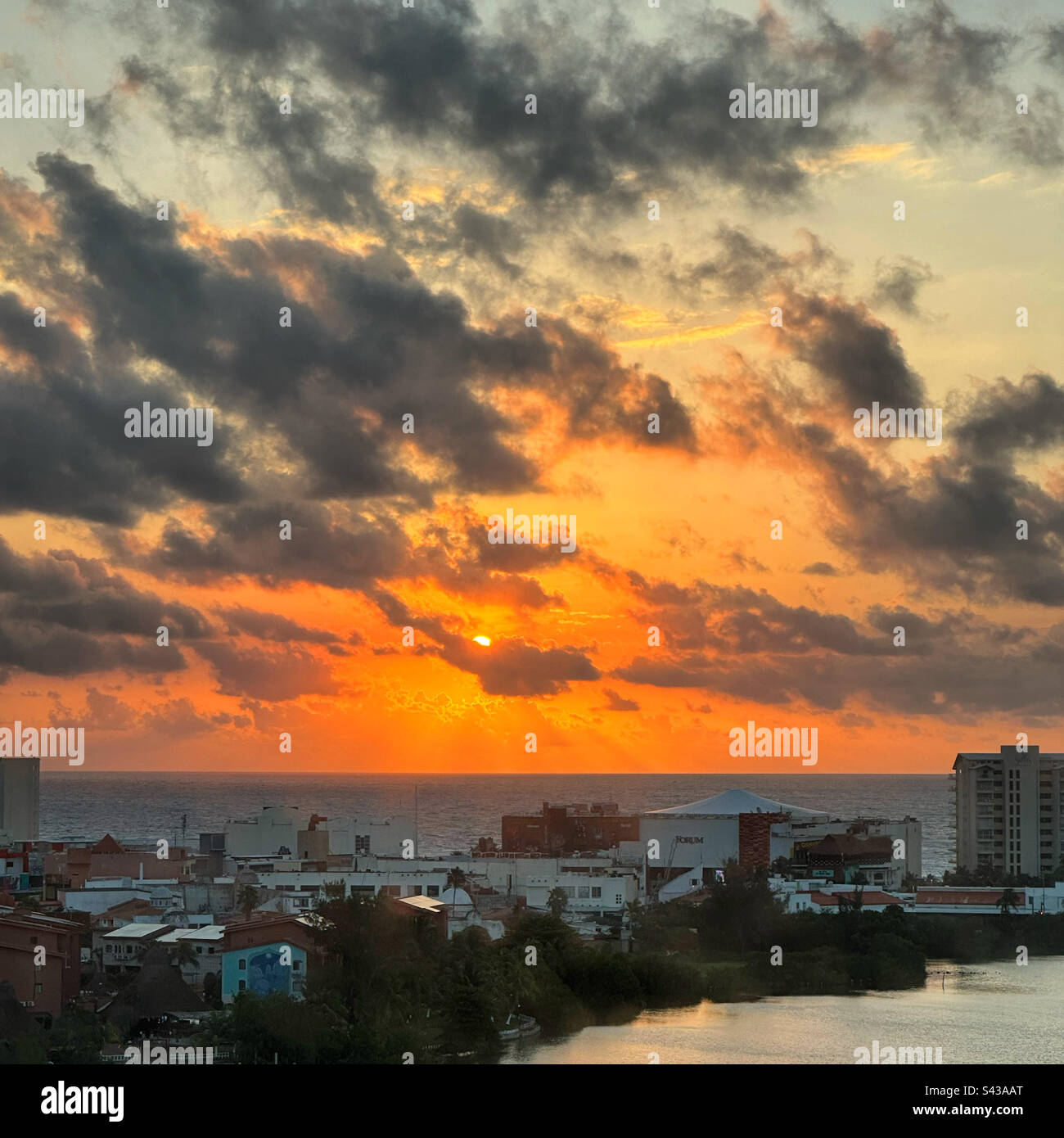 Sunset, Cancun, Quintana Roo, Yucatan Peninsula, Mexico - Smartphone Captured Stock Image