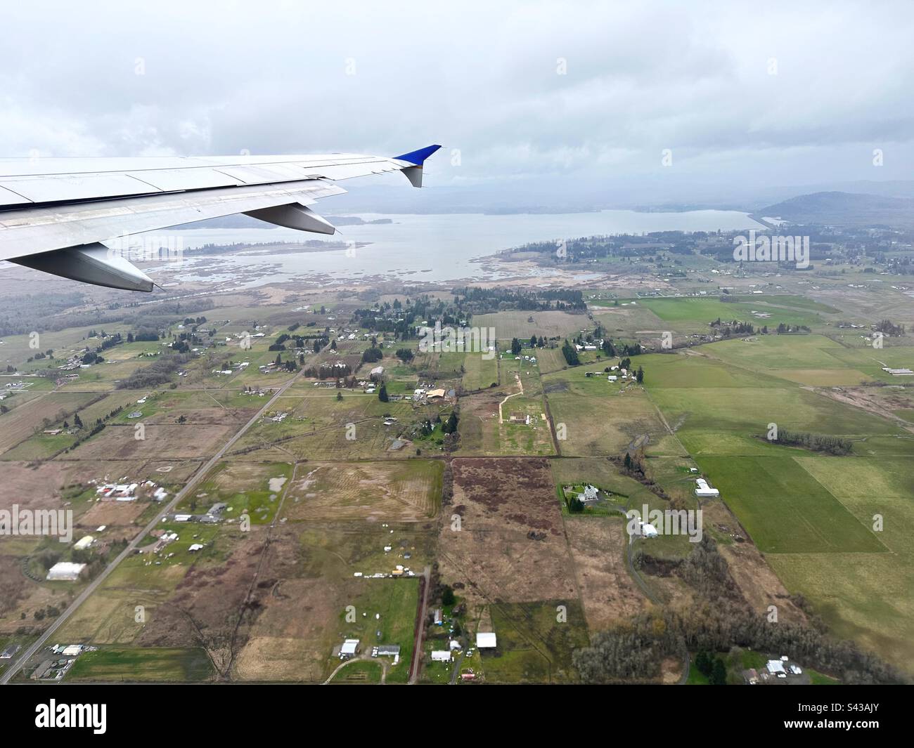 Flying over Fern Ridge reservoir after takeoff from Eugene, Oregon