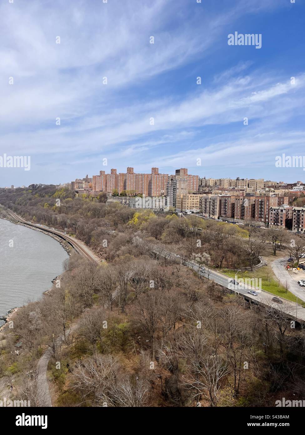View of Washington Heights high rises and the Hudson River in north