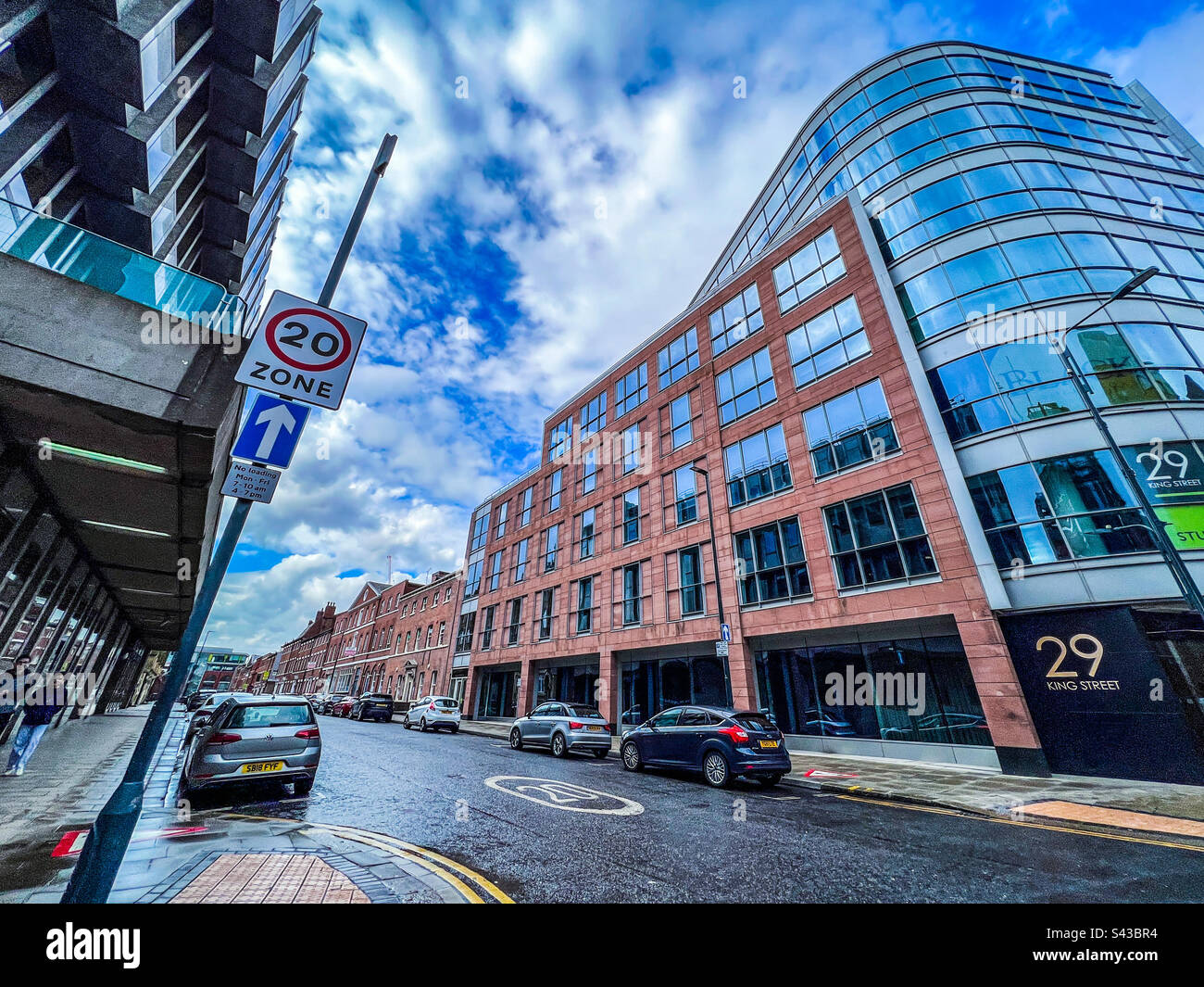 Parking on Kings Street in Leeds City Centre Stock Photo Alamy