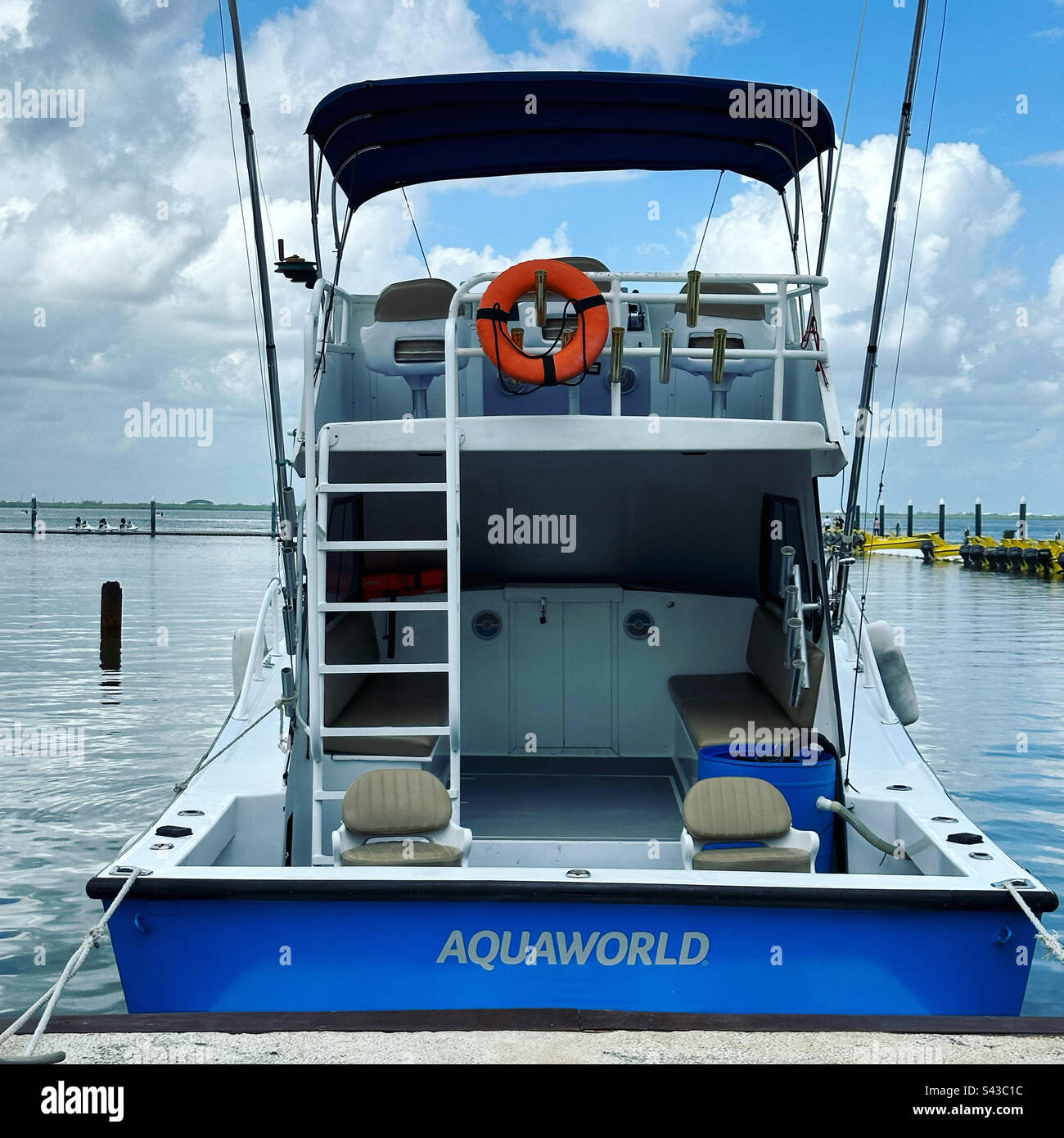 January, 2023, Boat, Aquaworld, Nichupte Lagoon, Cancun, Quintana Roo, Mexico - Smartphone Captured Stock Image