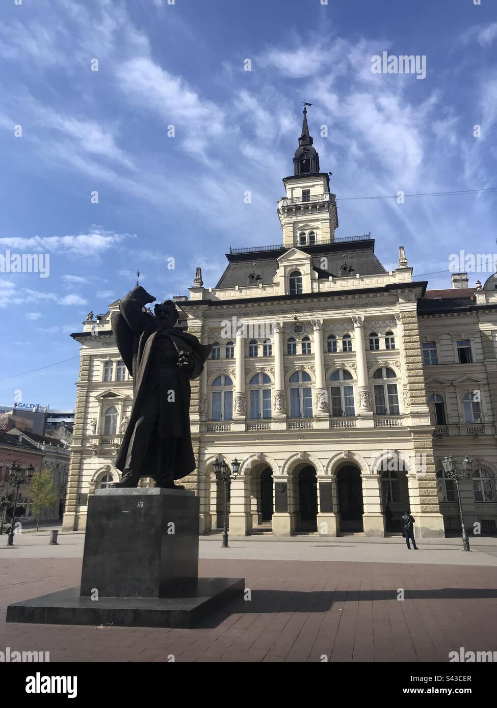 A city gall in Novi Sad, Serbia with a sculpture done by famous Croatian sculptor Ivan Mestrovic - Smartphone Captured Stock Image