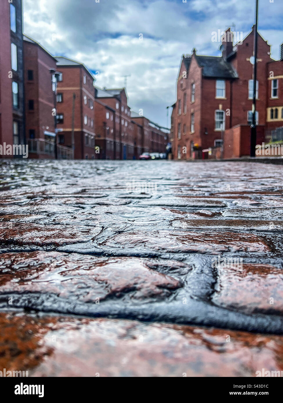 Cobbled street in the Calls in Leeds City Centre Stock Photo