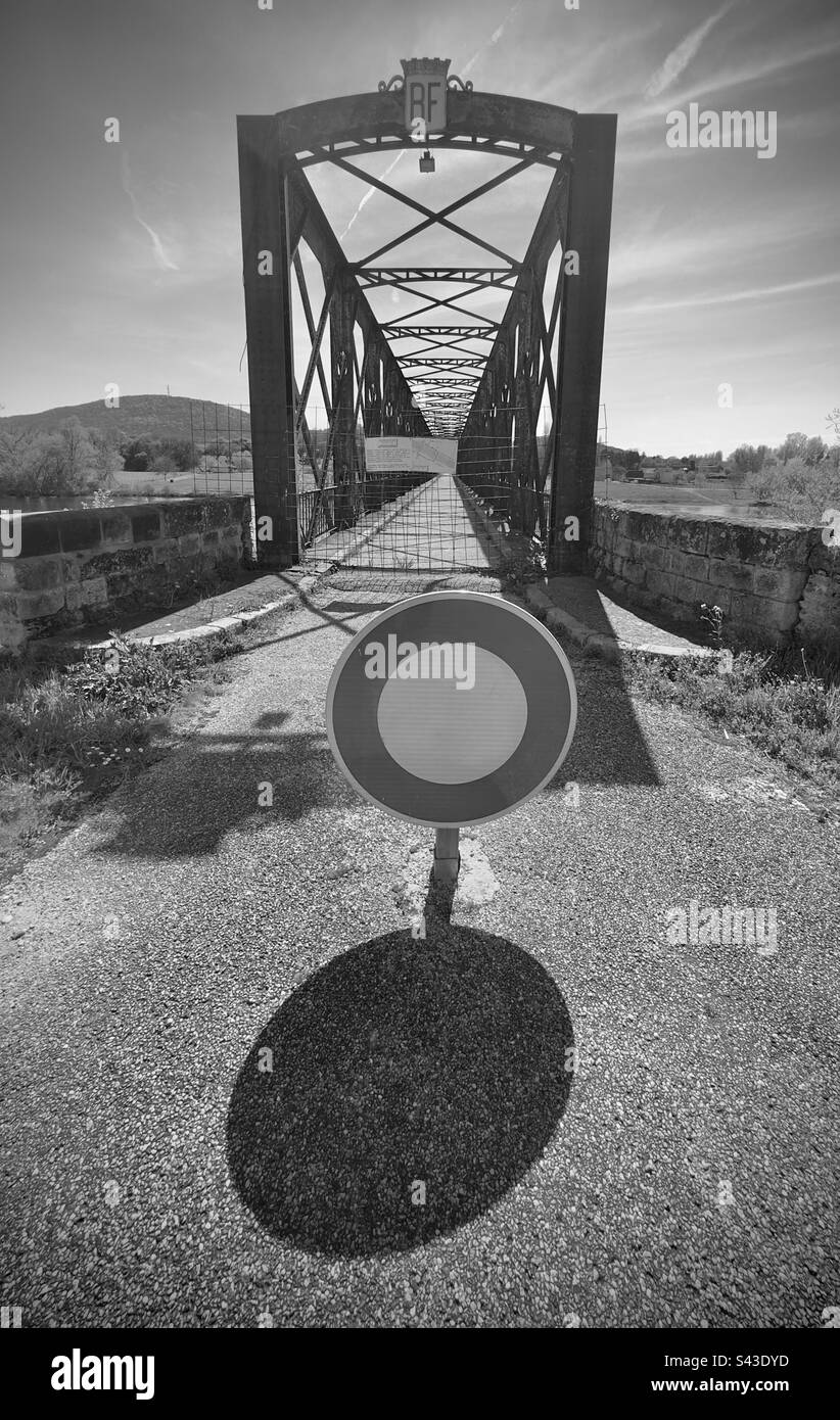 An old bridge in the Dordogne, France with World War II associations. - Smartphone Captured Stock Image