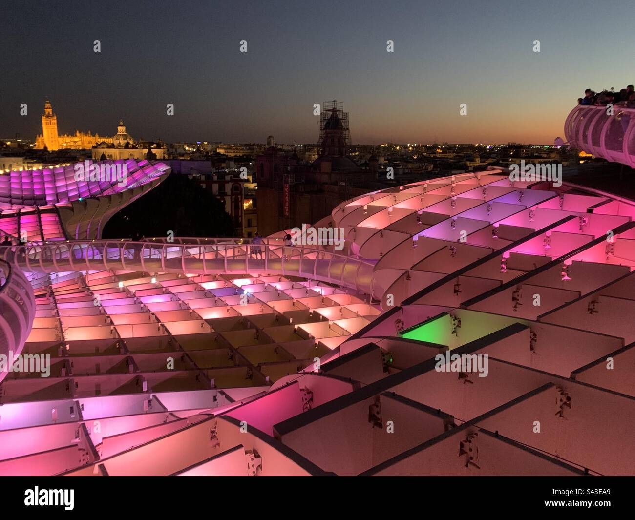 Setas de Sevilla metropol parasol light show - Smartphone Captured Stock Image