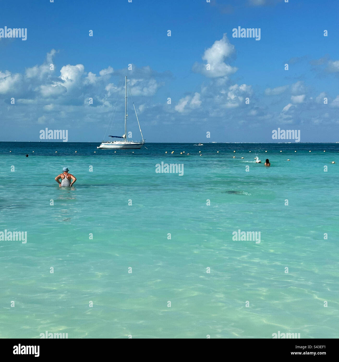 January, 2023, Beach, Hotel Zone, Cancun, Quintana Roo, Yucatan Peninsula, Mexico - Smartphone Captured Stock Image