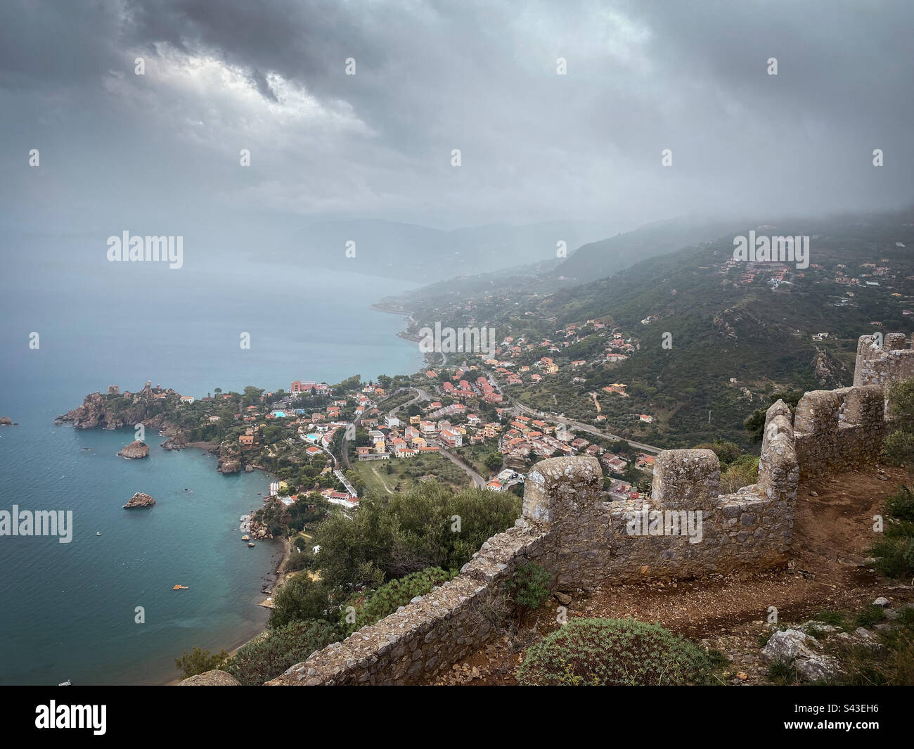 Incredible view from Rocca di Cefalù, Sicily. - Smartphone Captured Stock Image