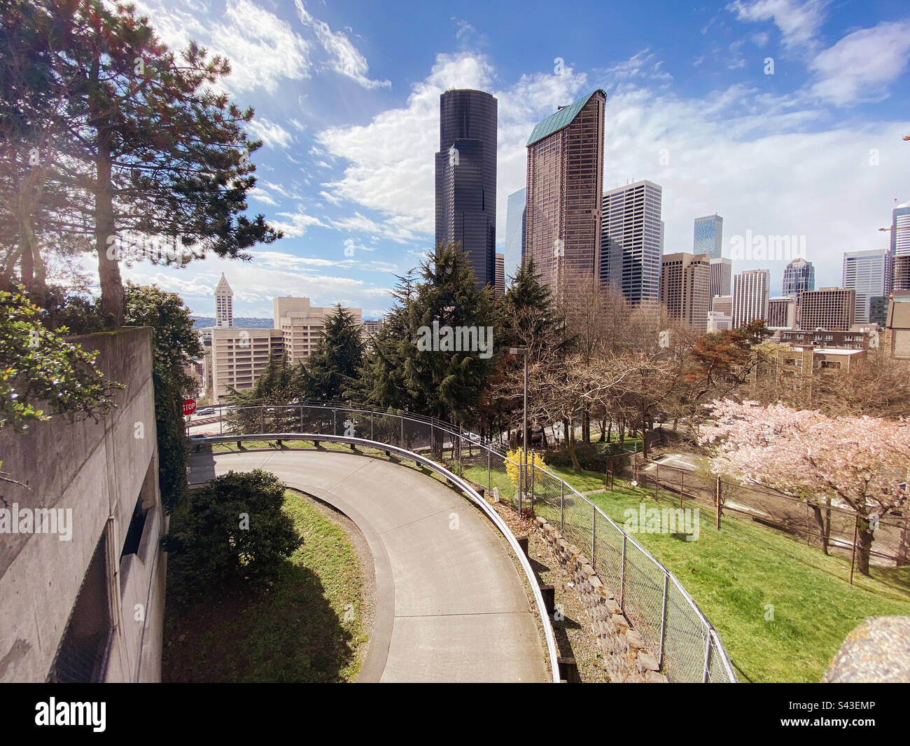 Seattle skyline, unique perspective. - Smartphone Captured Stock Image