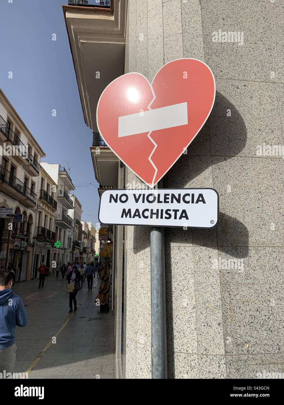 No violence street sign andalucia - Smartphone Captured Stock Image