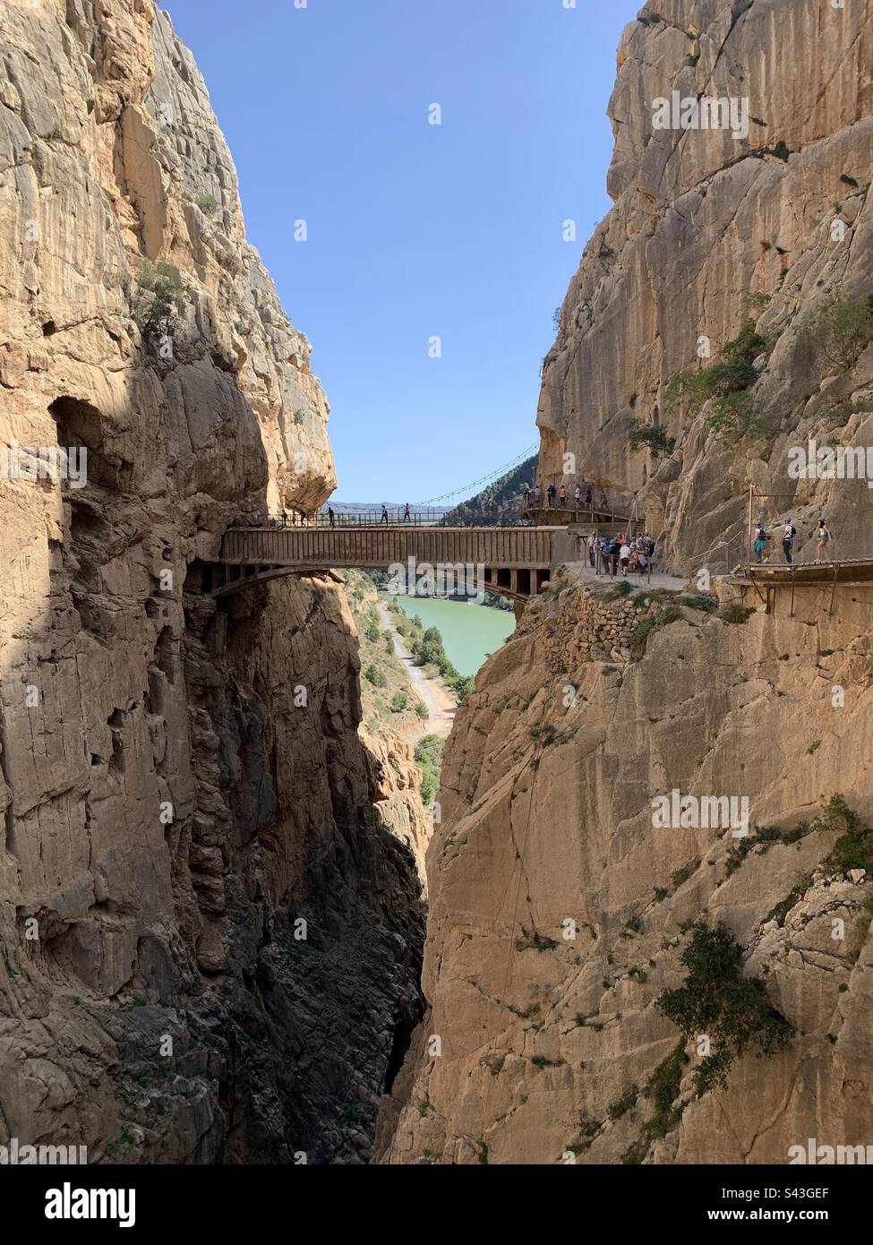 Bridge between cliffs at Caminito del Rey - Smartphone Captured Stock Image