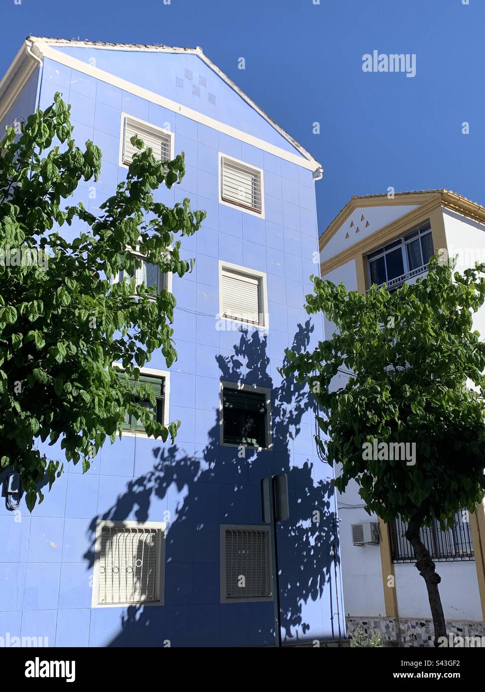 Blue house against blue sky grands Spain - Smartphone Captured Stock Image